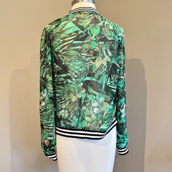 Juicy Couture Sheer Tropical Palm Tree Leaf Bomber Jacket - Picture 5 of 11